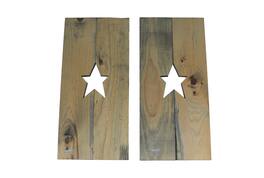 Direct International - Set of 2 Rustic Cutout Star Decorative Wood Panel Wall Hangings 24 inch - Brown