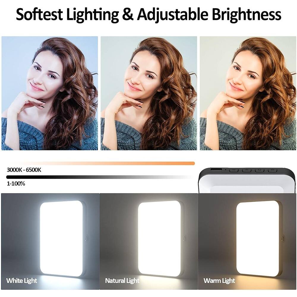 Softest Lighting & Adjustable Brightness

3000K - 6500K

1-100%

White Light

Natural Light

Warm Light