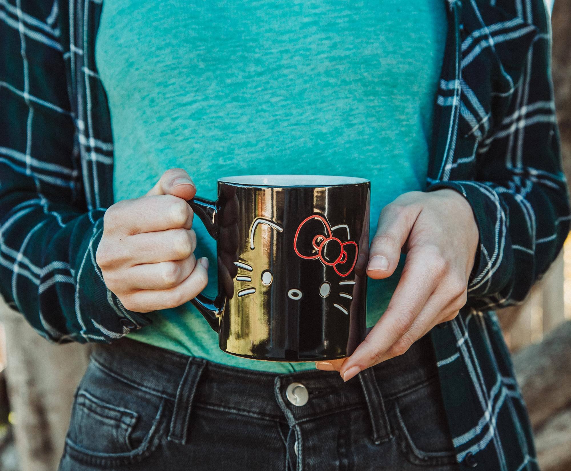Alt View 5. Silver Buffalo - Sanrio Hello Kitty Black Outline Wax Resist Ceramic Mug | Holds 14 Ounces - Black.