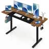 Costway - 63 x 24 Inch Electric Standing Desk with 3 Memory Presets, Cable Management & Hook - Rustic Brown+Black