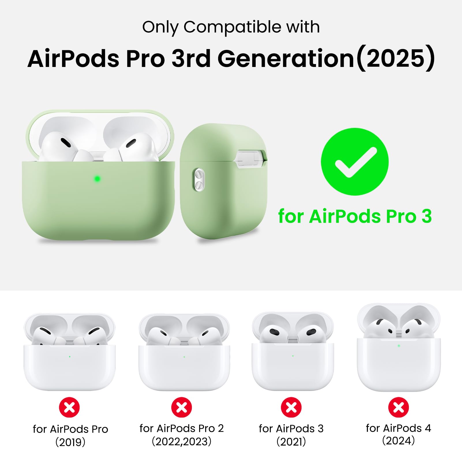 Ornarto Compatible with AirPods Pro 3 Case 2025, Full Protective