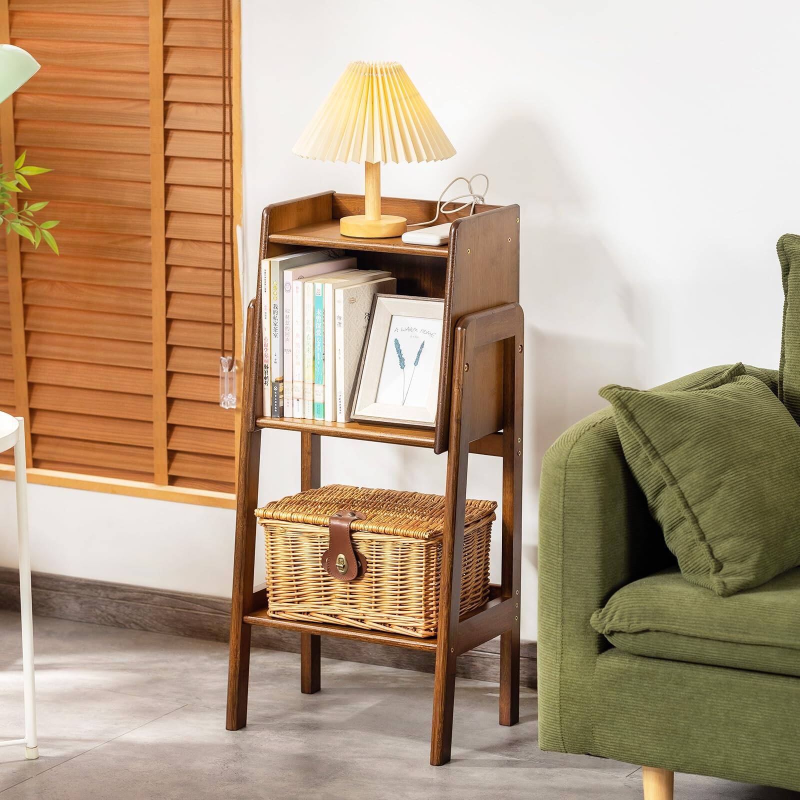 Left. Empire DigiLabs - Bookcase With Cabinet End Table 1-tier Storage Shelf Modern Bedside Organizer Side For Bedroom Or Living Ro... - Wood.