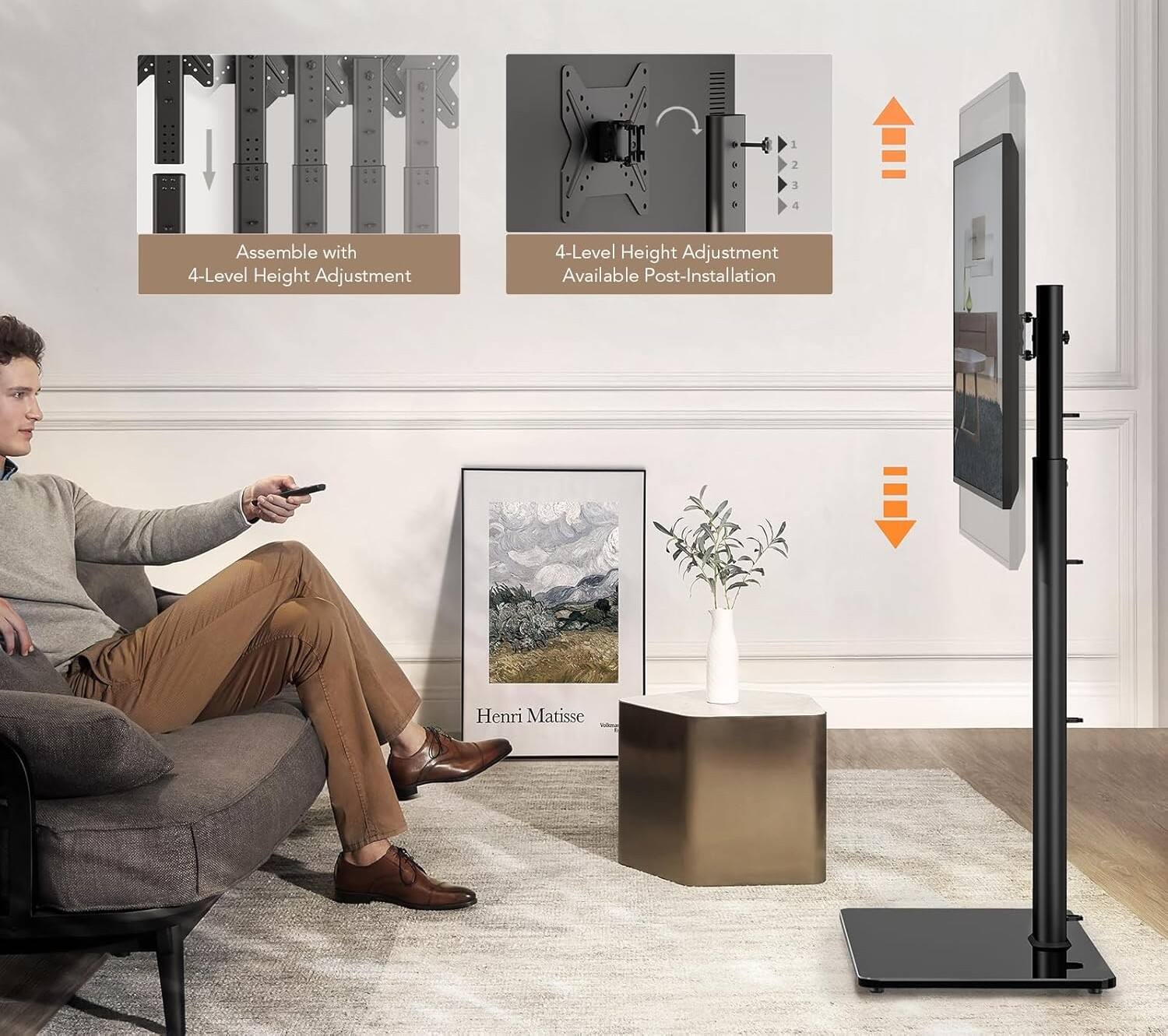 HIE 1 2 3 4  
Assemble with 4-Level Height Adjustment  
4-Level Height Adjustment Available Post-Installation  
Henri Matisse