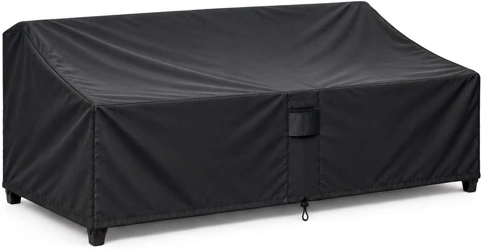 KHOMO GEAR - Patio Loveseat Cover - Heavy Duty, Water Resistant Outdoor Sofa & Couch Furniture Cover - 88" W x 33" D x 32.5" H - Black