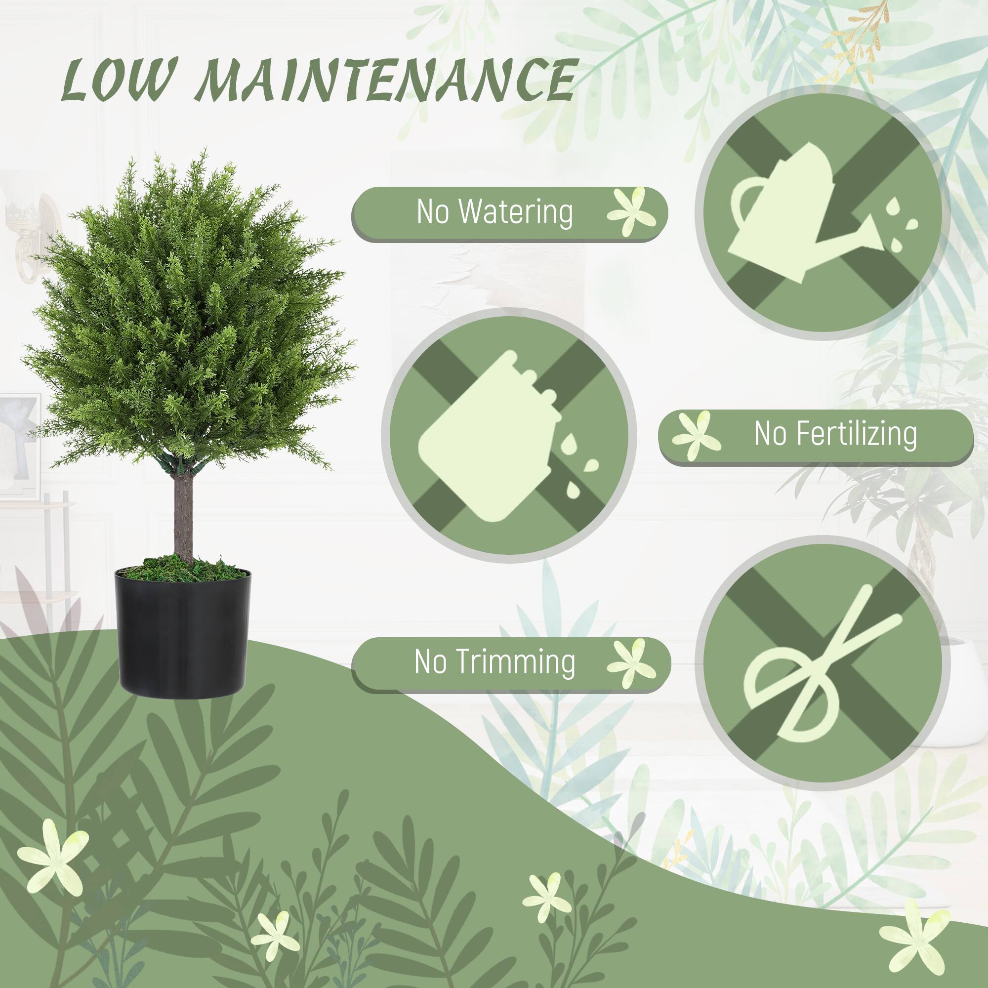 LOW MAINTENANCE
No Watering
No Fertilizing
No Trimming