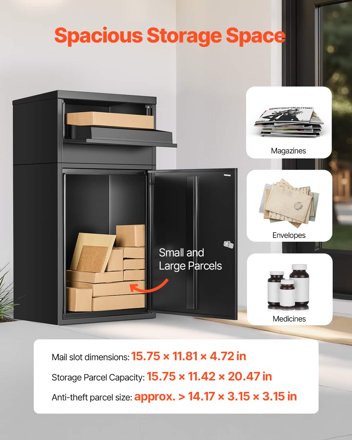 VEVOR Package Delivery Boxes for Outside, 35.8 in Mailbox for