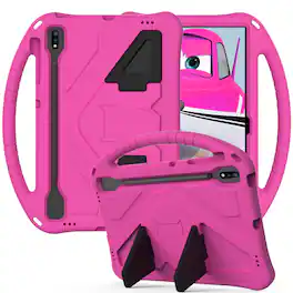 Dteck - For Samsung Galaxy Tab S10+/S9+/S9 FE+/S8+/S7+/S7 FE 12.4-inch Lightweight EVA Shockproof Handle Stand Kids Case Cover - Rose