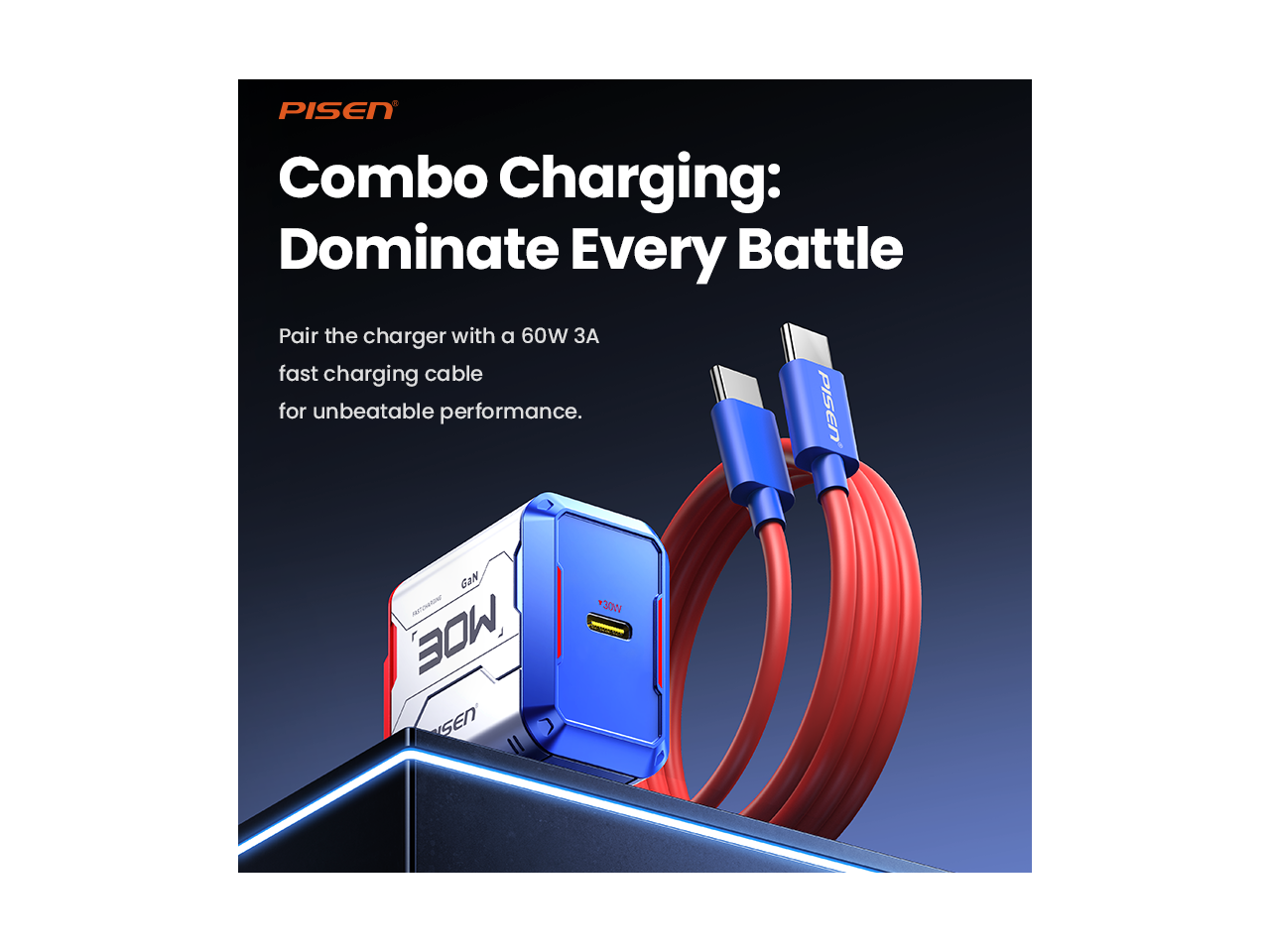 PISEN Combo Charging: Dominate Every Battle

Pair the charger with a 60W 3A fast charging cable for unbeatable performance.

PISEN
GaN - 30W