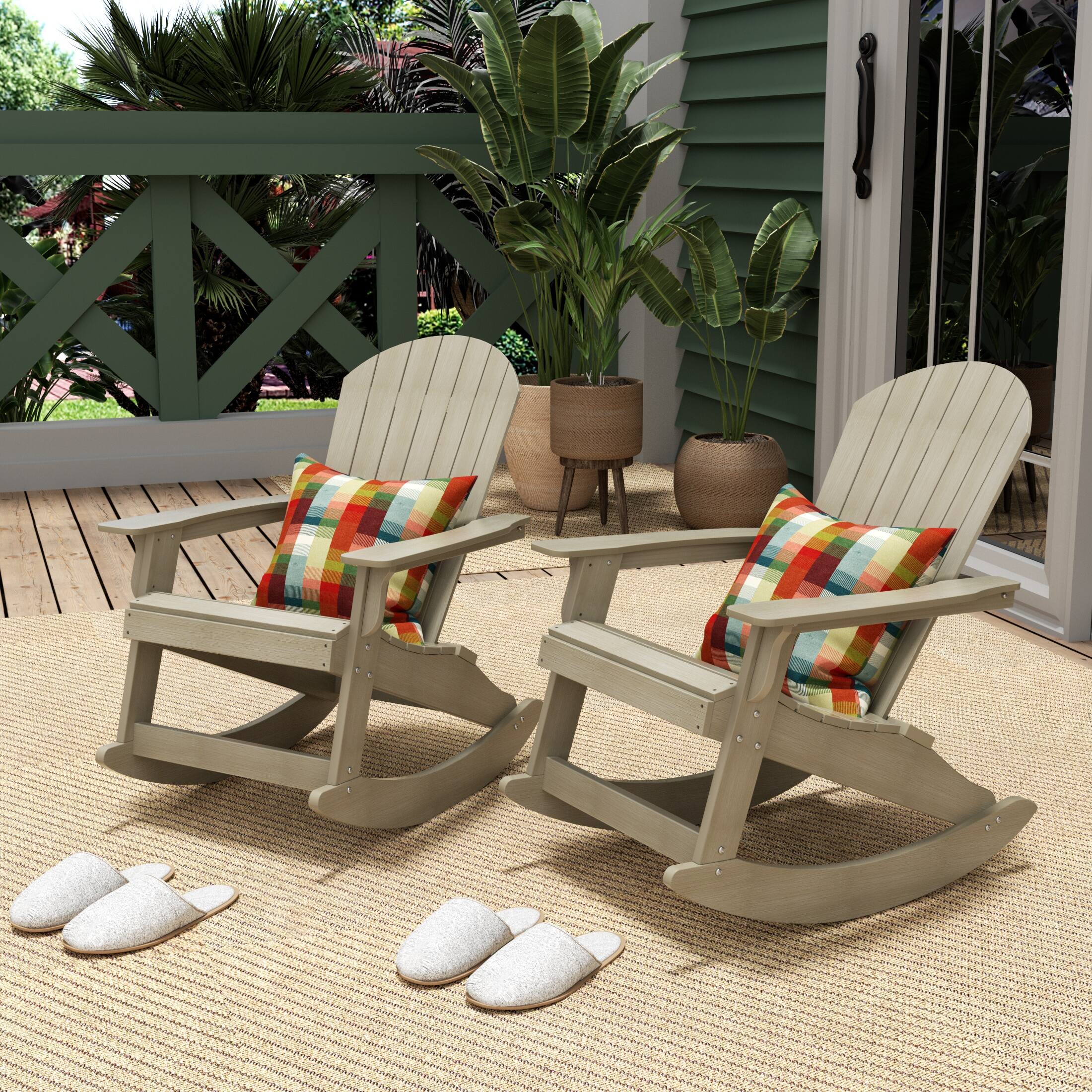 Angle. WestinTrends - WestinTrends Tuscany HIPS Outdoor Rocking Adirondack Chair (Set of 2) - Weathered Gray.