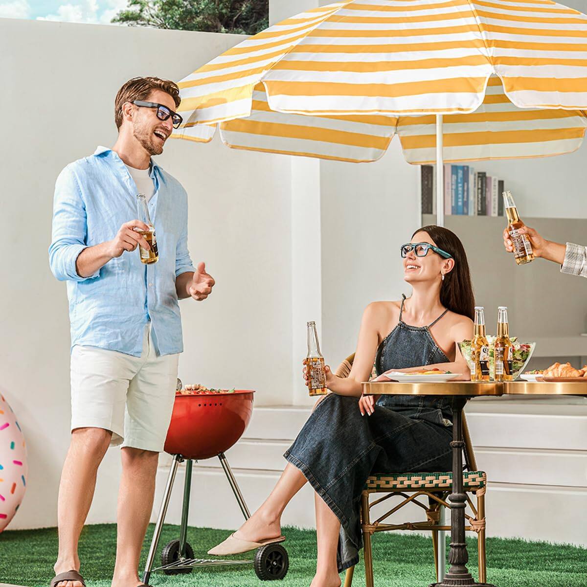 Alt View 1. OhO sunshine - Smart Glasses with Full HD Camera,  UV400 Polarized Lens, Open Ear Bluetooth Speaker, 128GB storage - Blue.