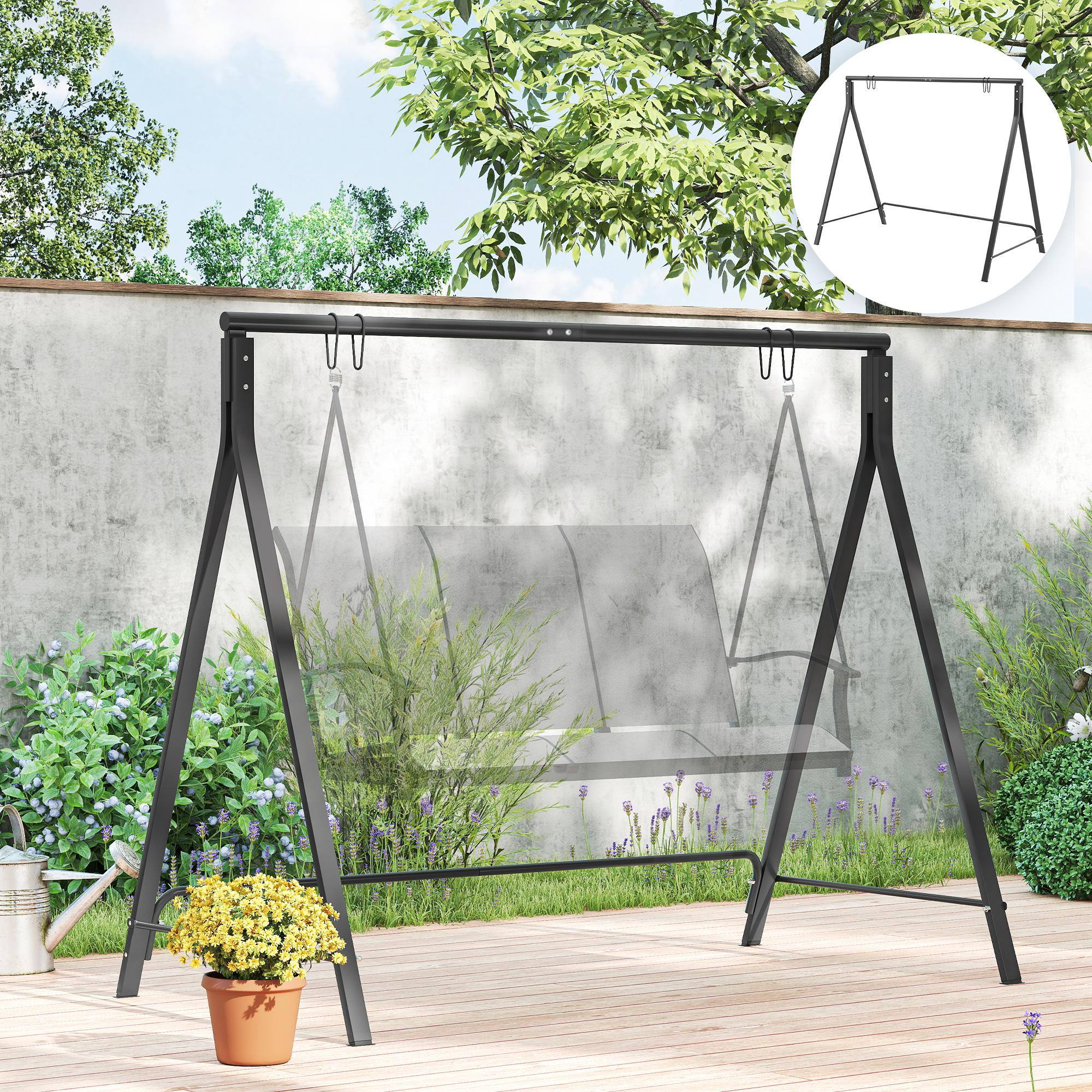 Alt View 1. Outsunny - Porch Swing Stand, Heavy Duty Swing Frame, Hanging Chair Stand Only, 528 LBS Weight Capacity, for Backyard, Patio, Lawn - Black.