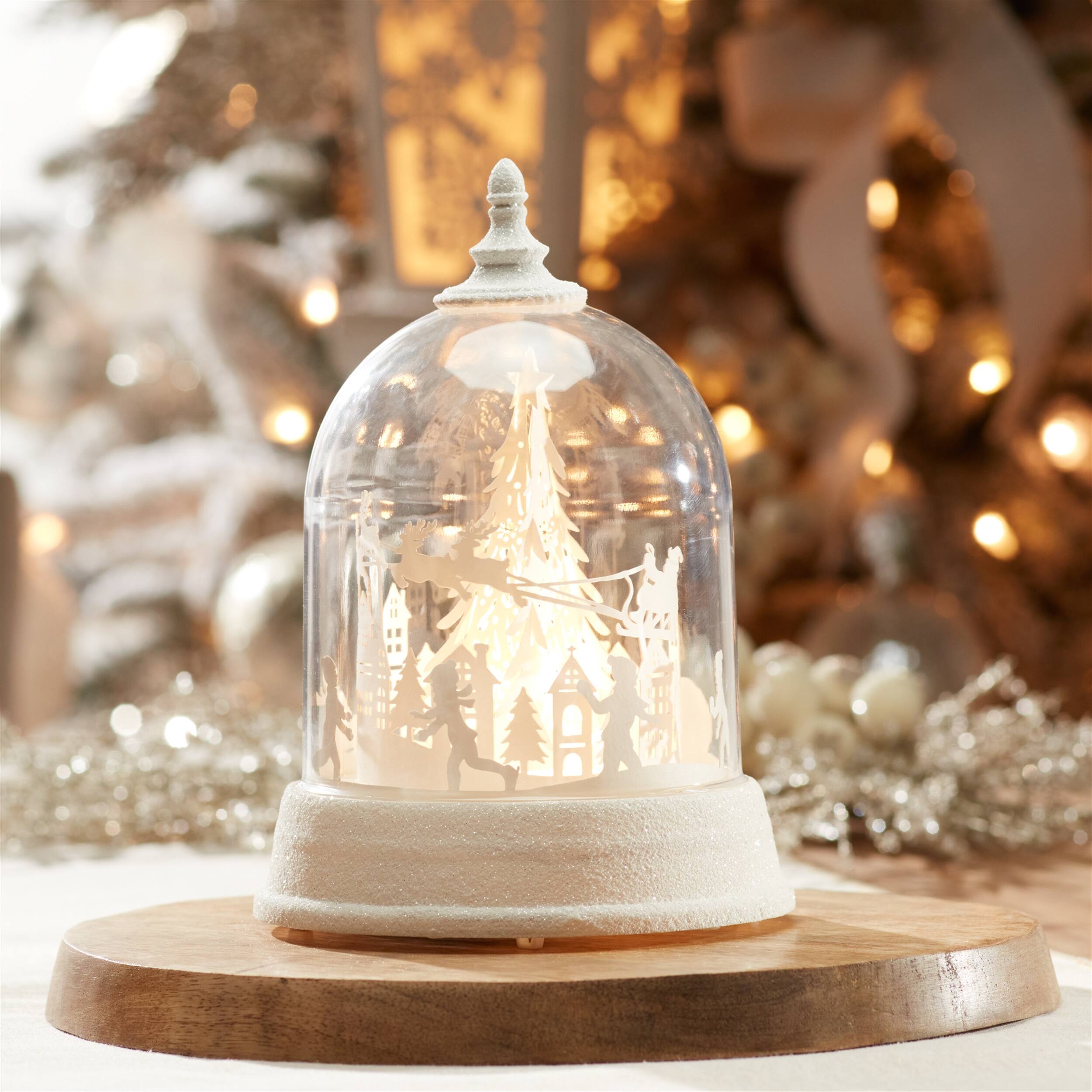 Angle. BreeBe - LED Rotating Santa's Sleigh Globe 8.5"H - White.