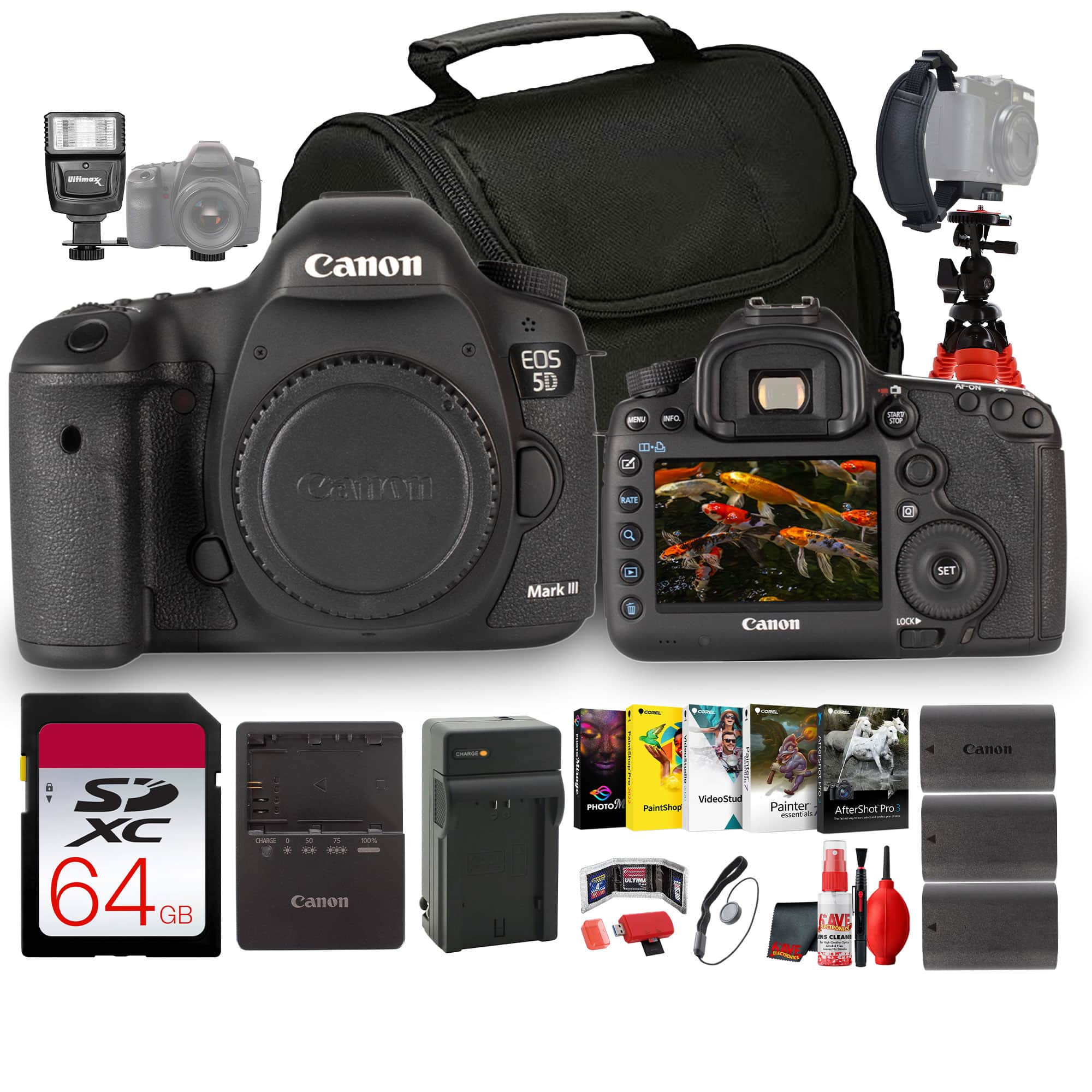 Canon - EOS 5D Mark III Camera Body Only, Full Frame 22.3MP DSLR, 61-Point AF, Dual Card Slots Travel Bundle