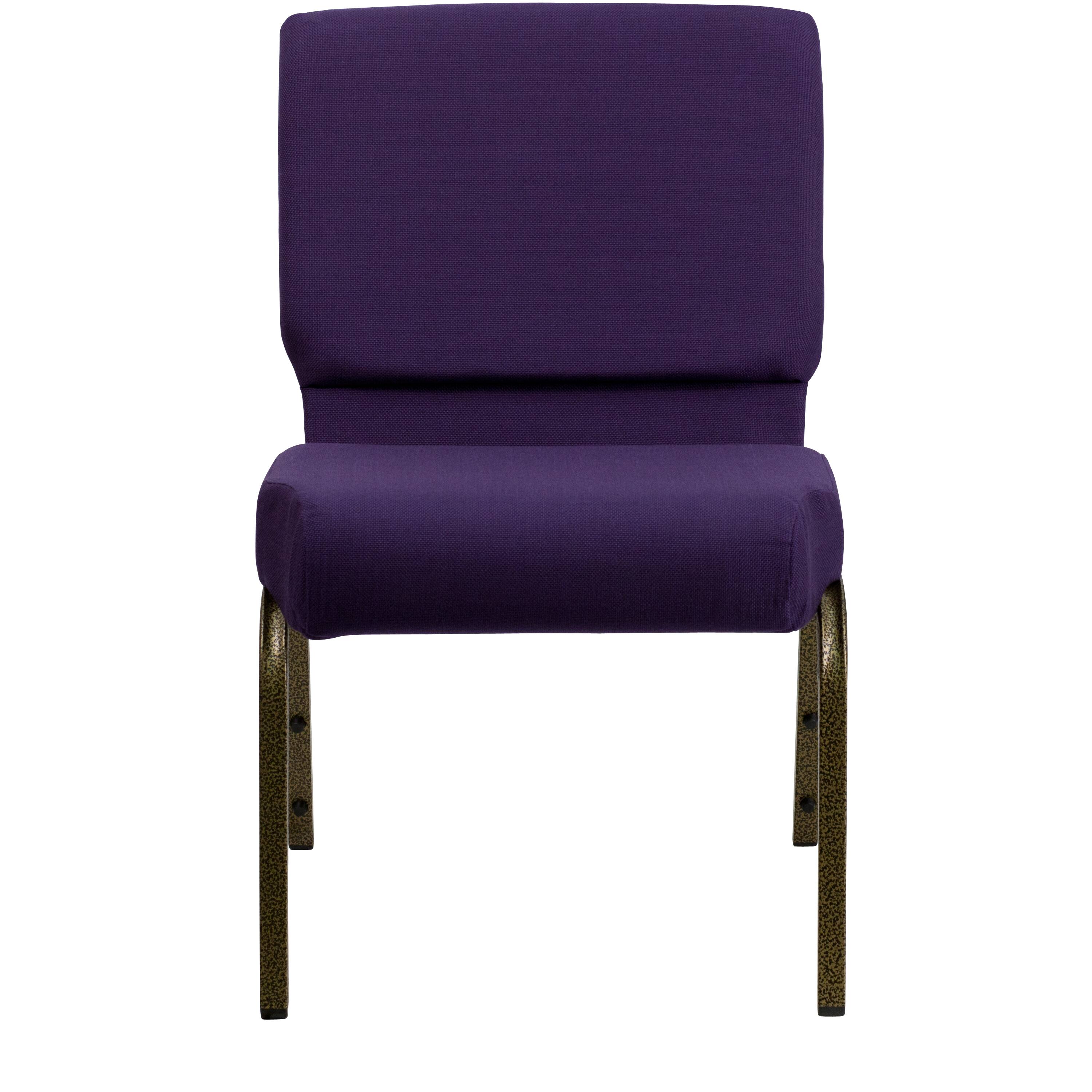 Alt View 7. Emma + Oliver - 21"W Stackable Church/Reception Guest Chair - Royal Purple Fabric/Gold Vein Frame.