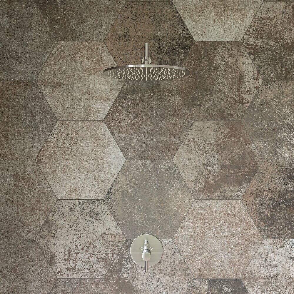 Alt View 1. Alfi - Brushed Nickel 16" Round Multi Color LED Rain Shower Head - Silver.