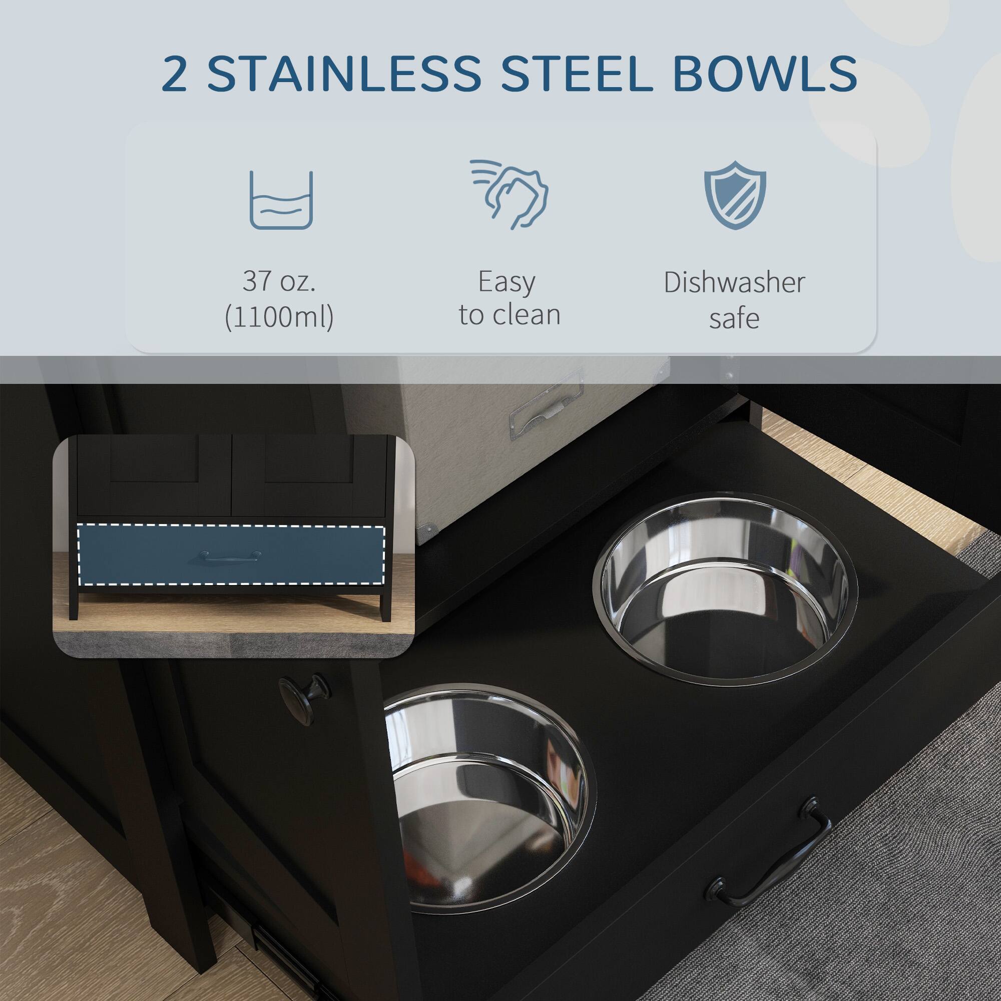 2 STAINLESS STEEL BOWLS

- 37 oz. (1100ml)
- Easy to clean
- Dishwasher safe