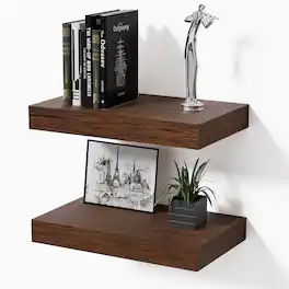 BOMEDA - Wooden Floating Shelves for Wall, Wall Shelf for, Bedroom, Living Room, Bathroom Shelves Storage, 12x7x1.5 in, 2 Pack - Walnut-like