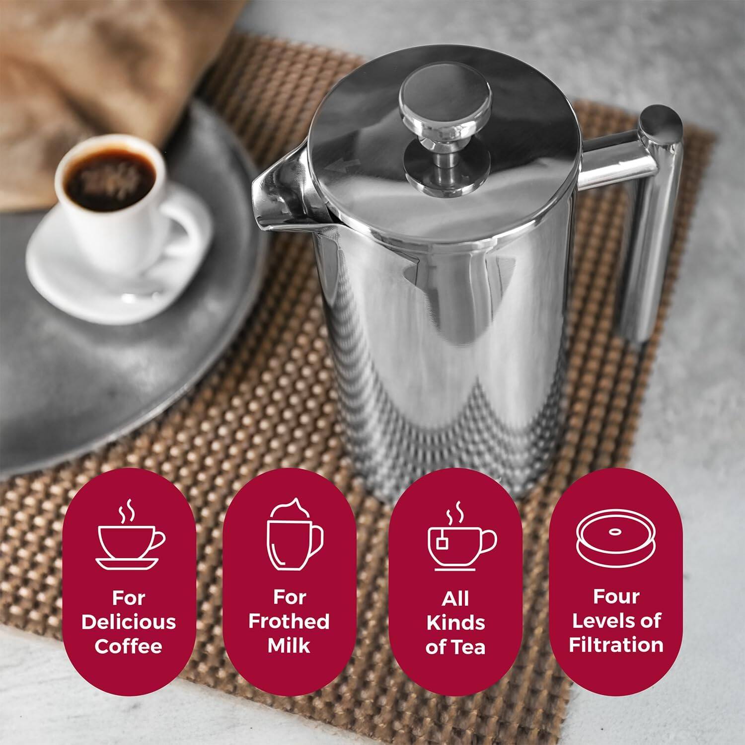 For Delicious Coffee, For Frothed Milk, All Kinds of Tea, Four Levels of Filtration