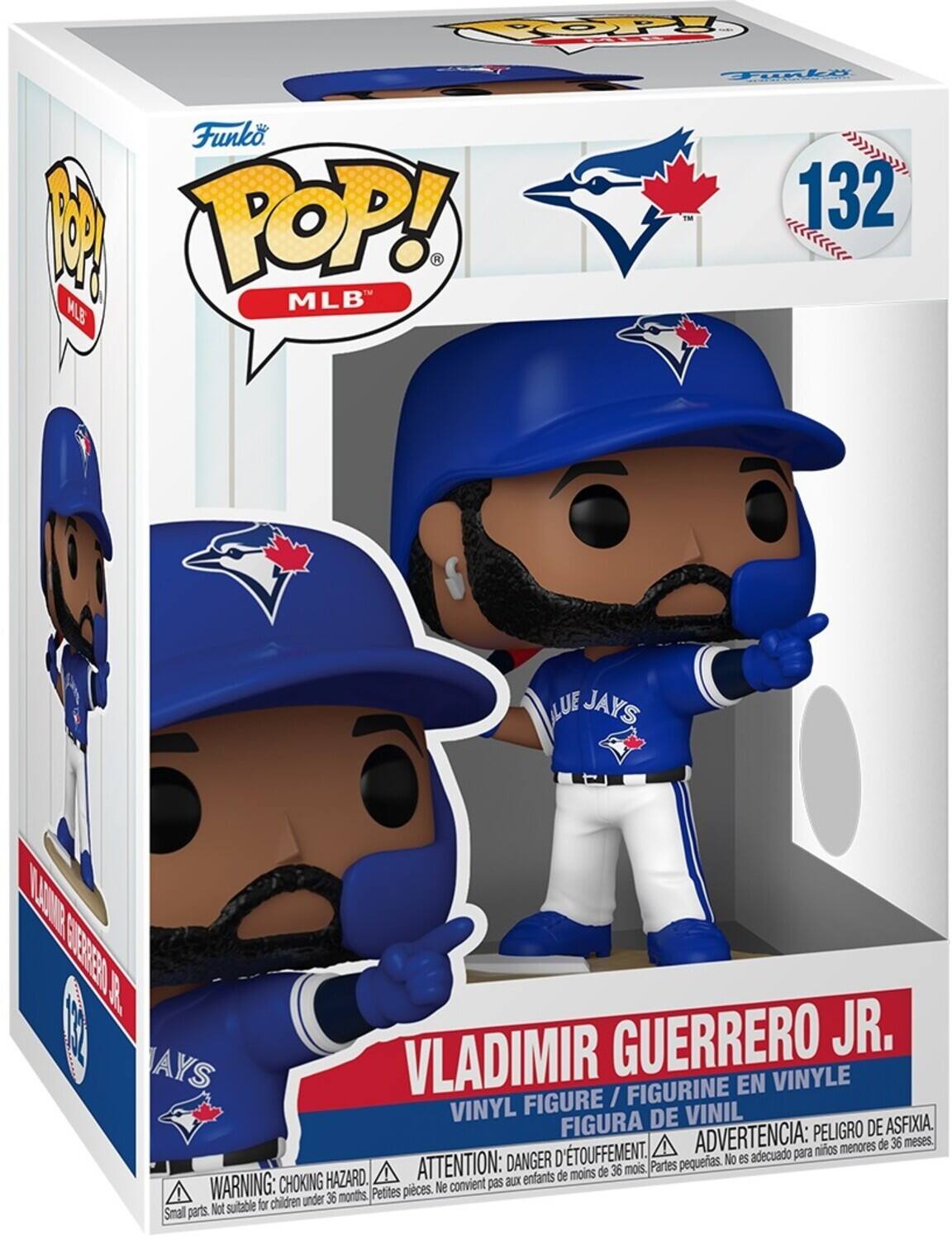 TOP Funko POP! MLB 132 BLUE JAYS VLADIMIR GUERRERO JR. AYS / FIGURINE EN VINYLE VINYL FIGURE VINIL FIGURA DE VINIL. ADVERTENCIA: PELIGRO DE ASFIXIA. D'TOUFFEMENT. ATTENTION: DANGER DE CHOKING HAZARD. WARNING: CHOKING HAZARD.