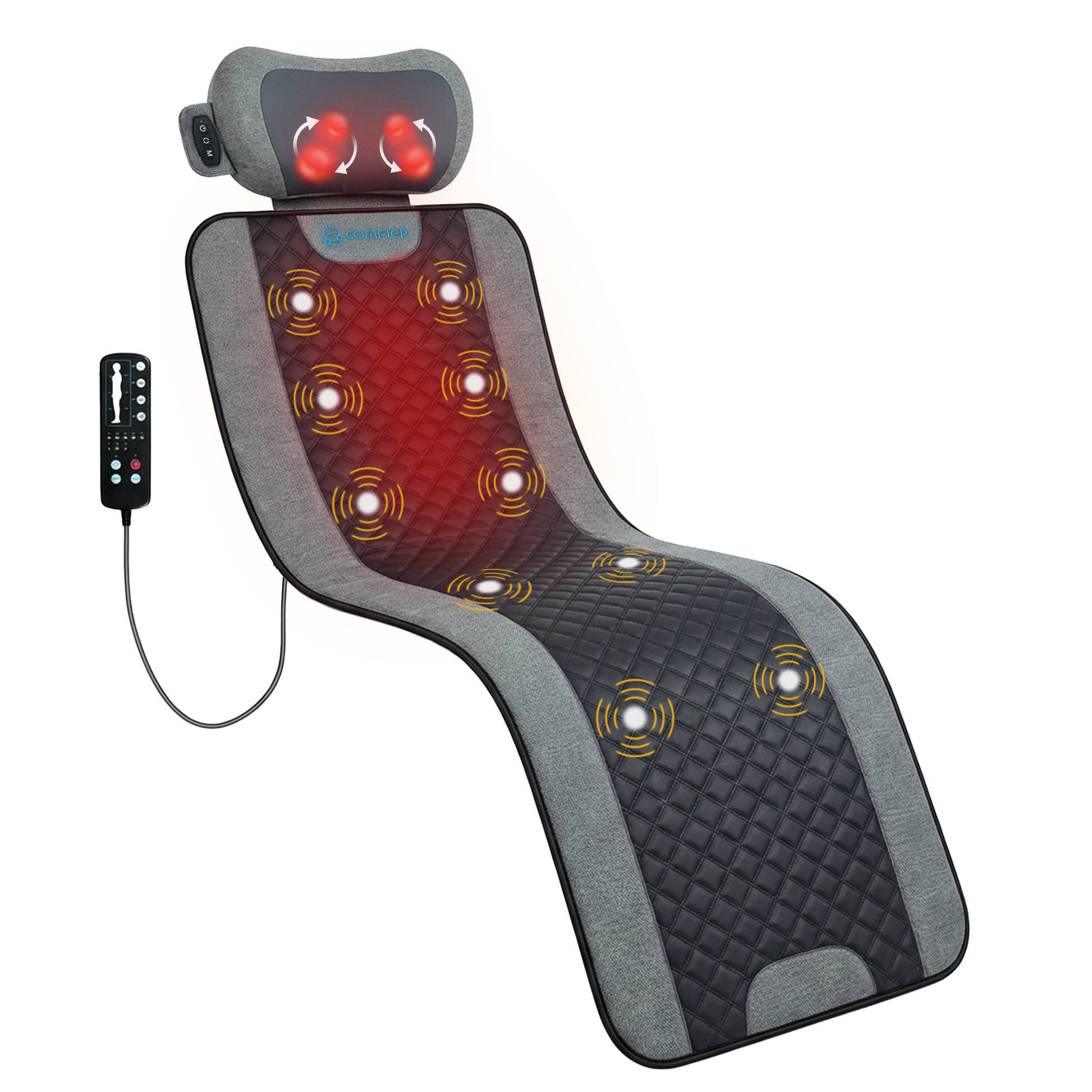 Front. Comfier - 10-Motor Vibration Massage Mat with Detachable Shiatsu Neck Pillow - Black.