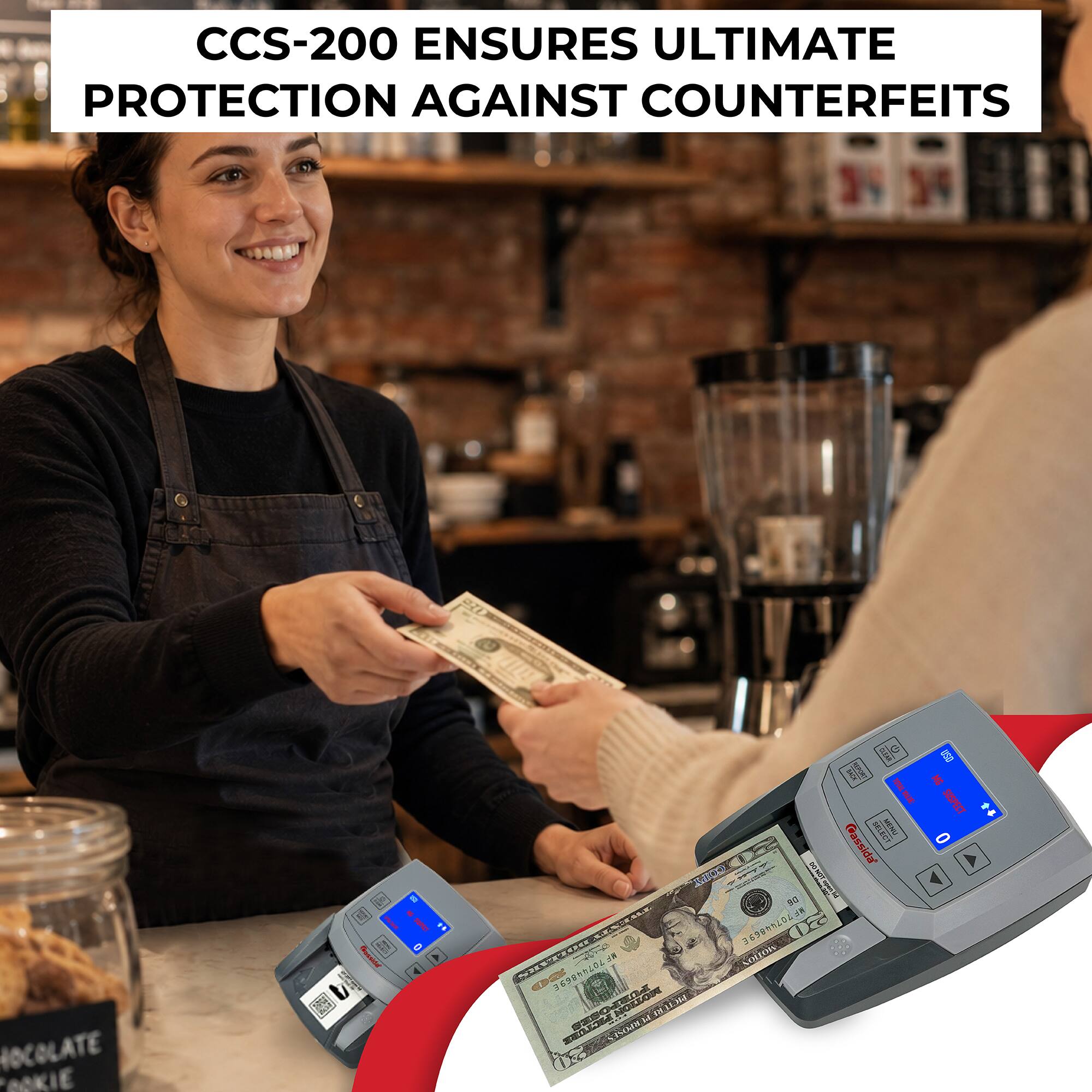 CCS-200 ensures ultimate protection against counterfeits

Chocolate cookie

CLEAR USI) BACK MAR  CHICAWAY SUSPECT BESSOOY LOKUM  Cassida 90  SAV MF70744869E vorrow  : 20 70744869E   BLAY