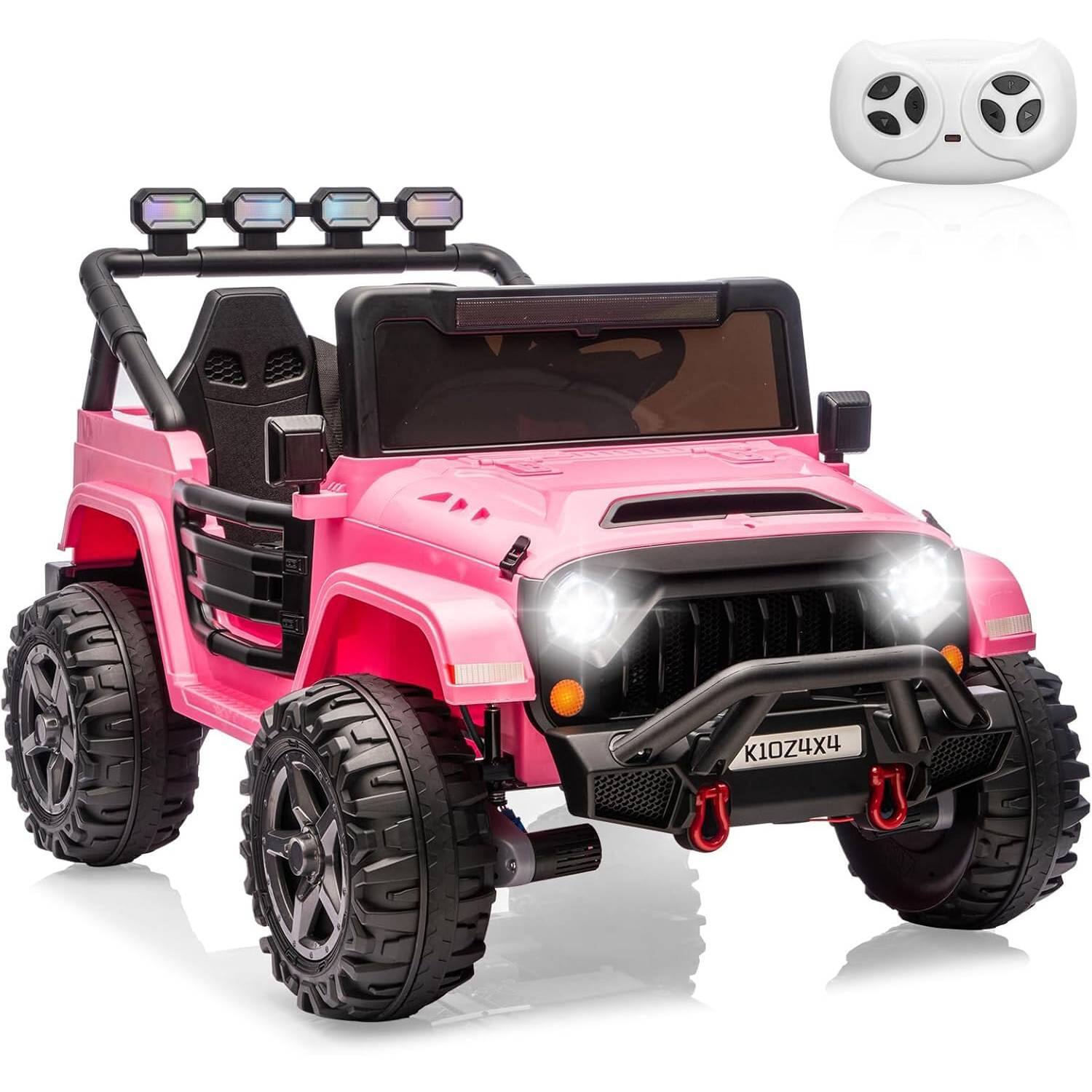 GARVEE - 24V 2-Seater Kids Ride On Jeep, 4WD, Dual Motors Battery Powered Electric Vehicles, Remote Control - Pink