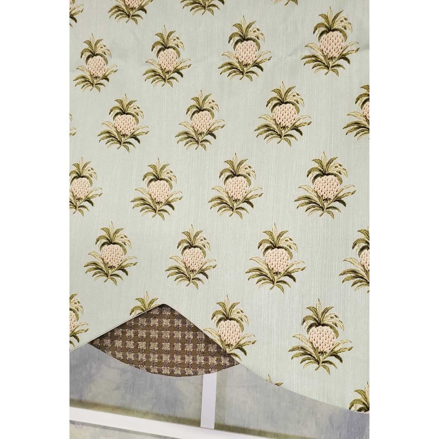 Left. RLF Home - RLF Home 3" Rod Pocket High Quality Fabric Pineapple Field Petticoat Valance for Windows 50" x 15" Spa - Spa.