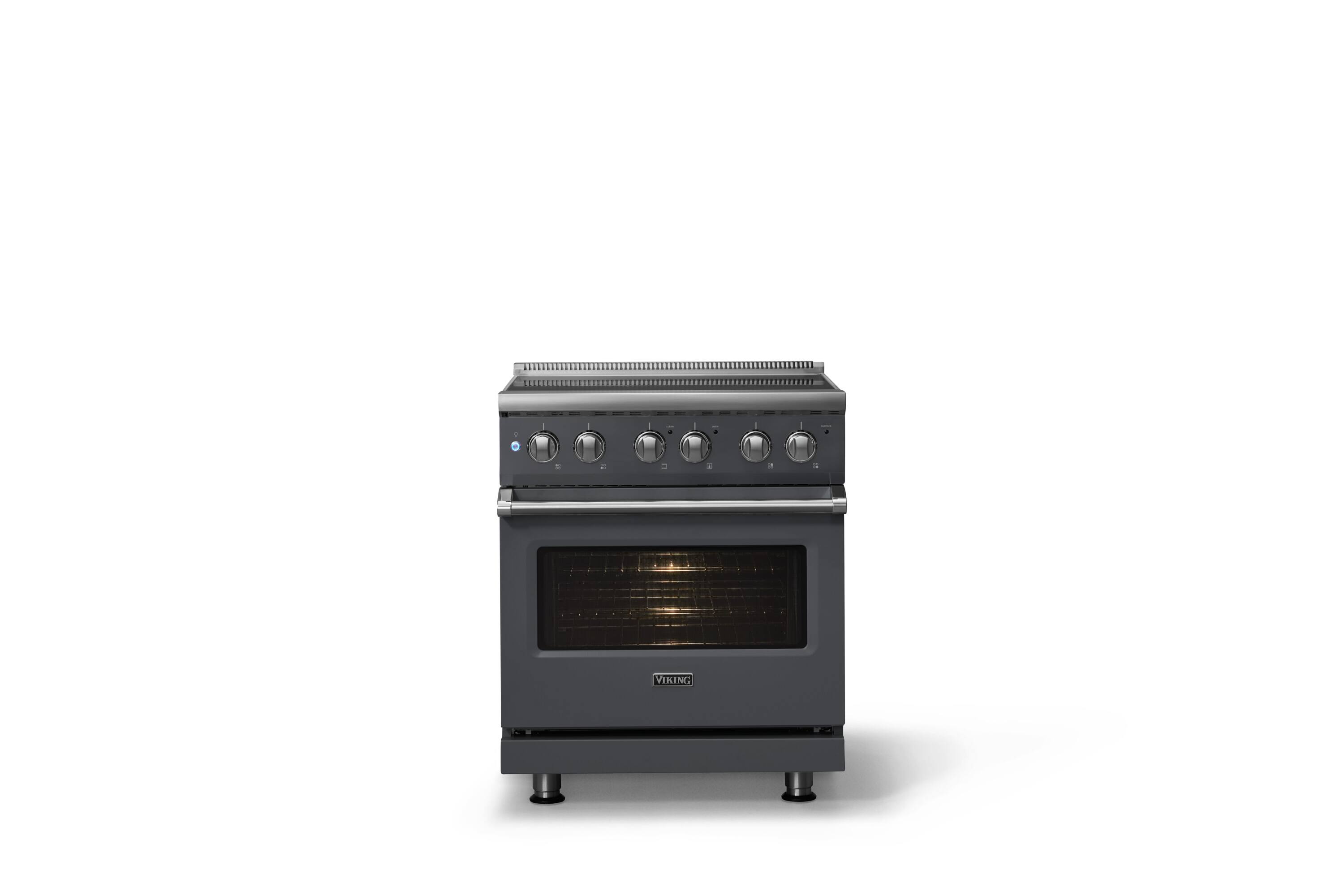 Alt View 2. Viking - 30 in. Wide 4 Elements Pro 5 Series 4.7 Cu. Ft. Freestanding Electric Convection Range - Cast Black - Cast Black.