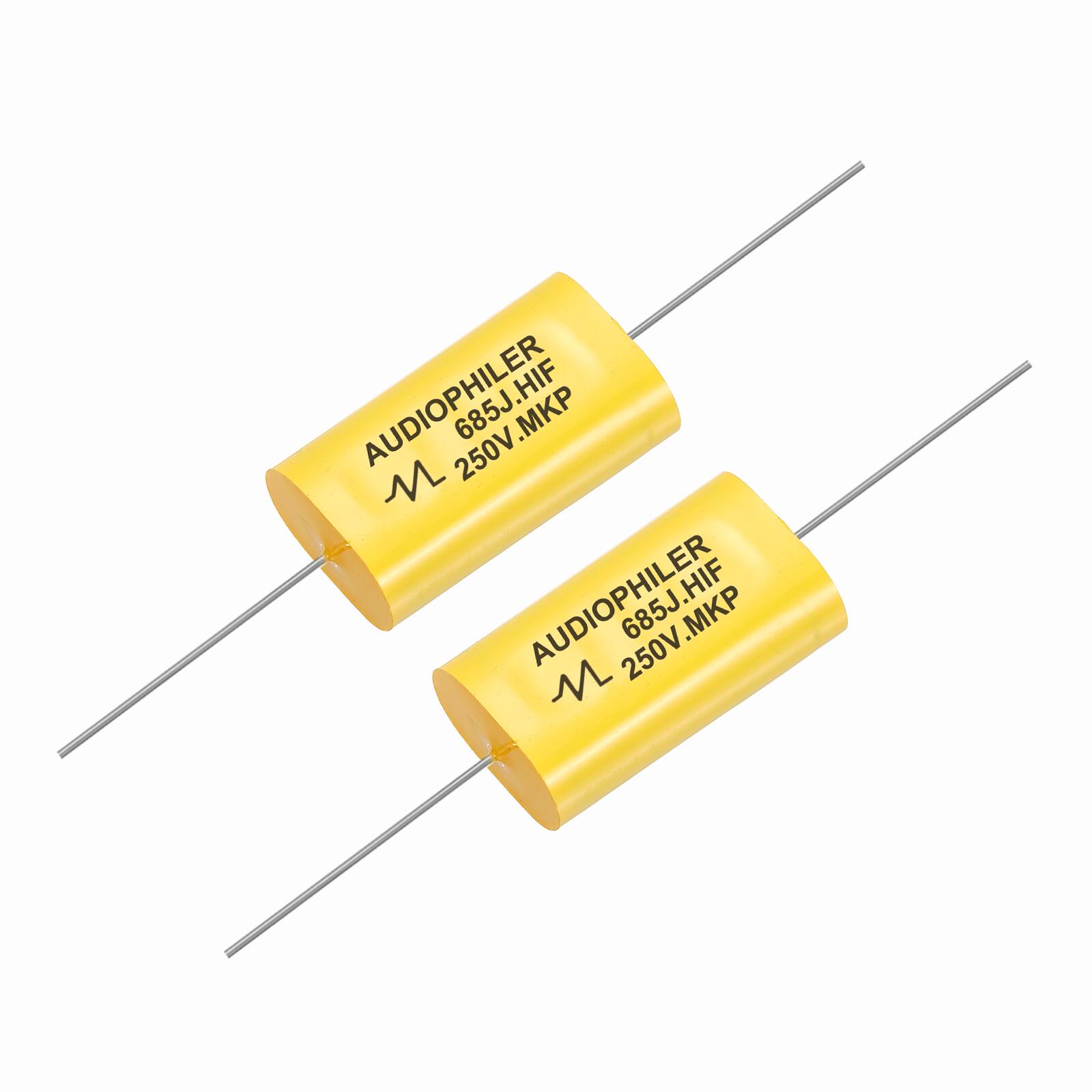 Unique Bargains - 2pcs 6.8uF High-Frequency Divider Capacitor, 288V Audio Speaker Crossover Non-Polarity Polypropylene MKP Film Capacitors - Yellow price history on PriceWatchPro