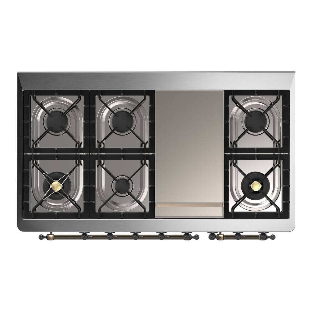 ILVE Majestic III Series 48 in. Dual Fuel Range with 5 Sealed Burners ...