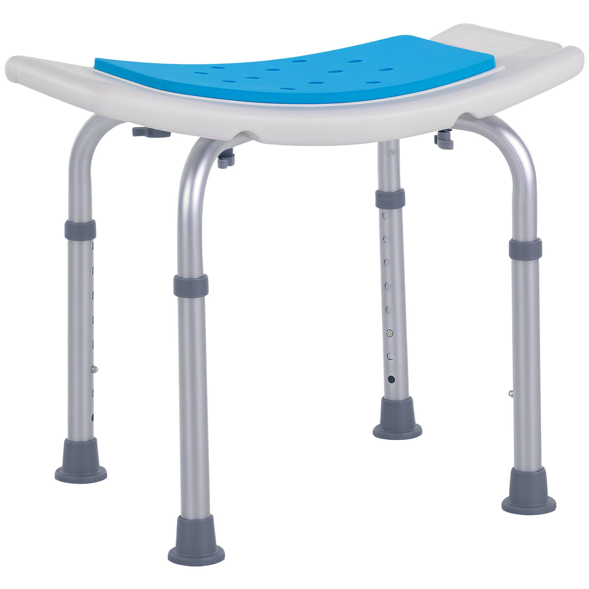 Front. Homcom - 6-Level Adjustable Curved Bath Stool Spa Shower Chair Non-Slip Design for the Elderly, Injured, & Pregnant Women - Blue.