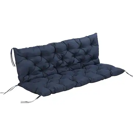 Front. Outsunny - 59" x 38" Tufted Bench Cushion for Outdoor Furniture, 3-Seater Replacement for Swing Chair, Patio Sofa/Couch - Blue.