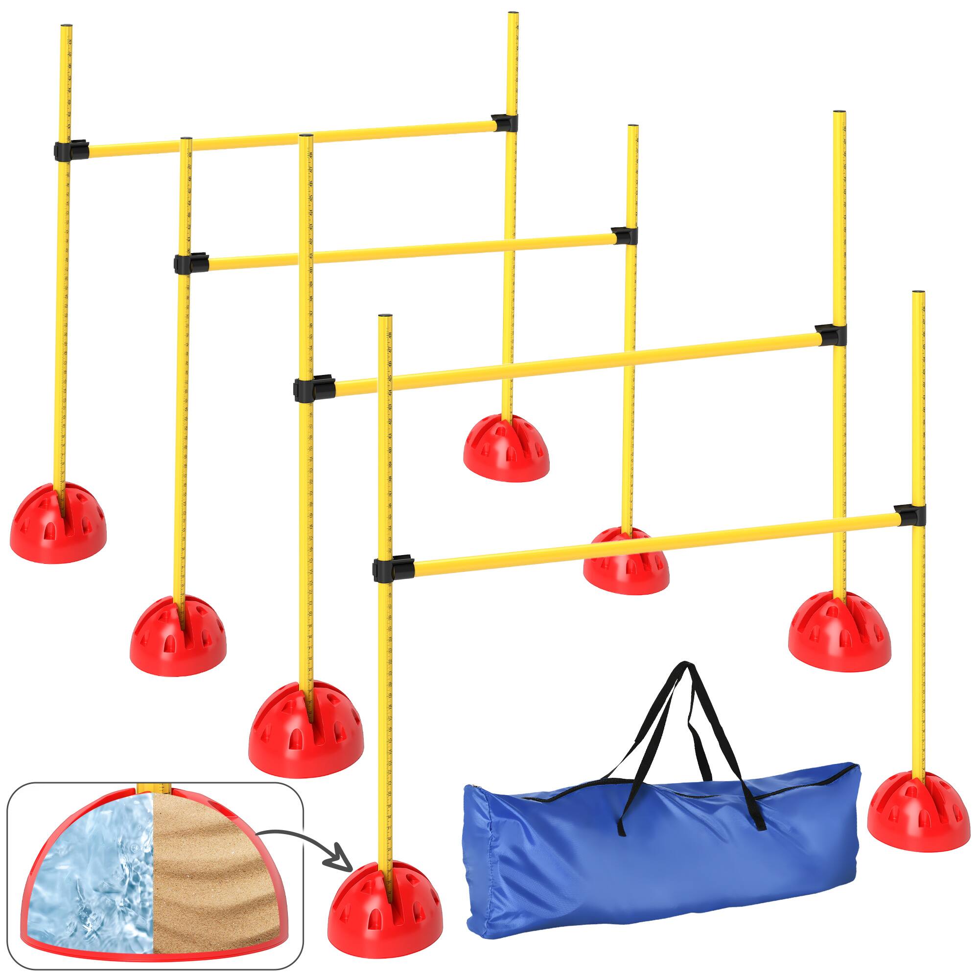 Front. Pawhut - 4 Piece Dog Agility Backyard Set, Training Equipment, 4 Height Adjustable Jumps, Carry Bag, Outdoor Games - Yellow.