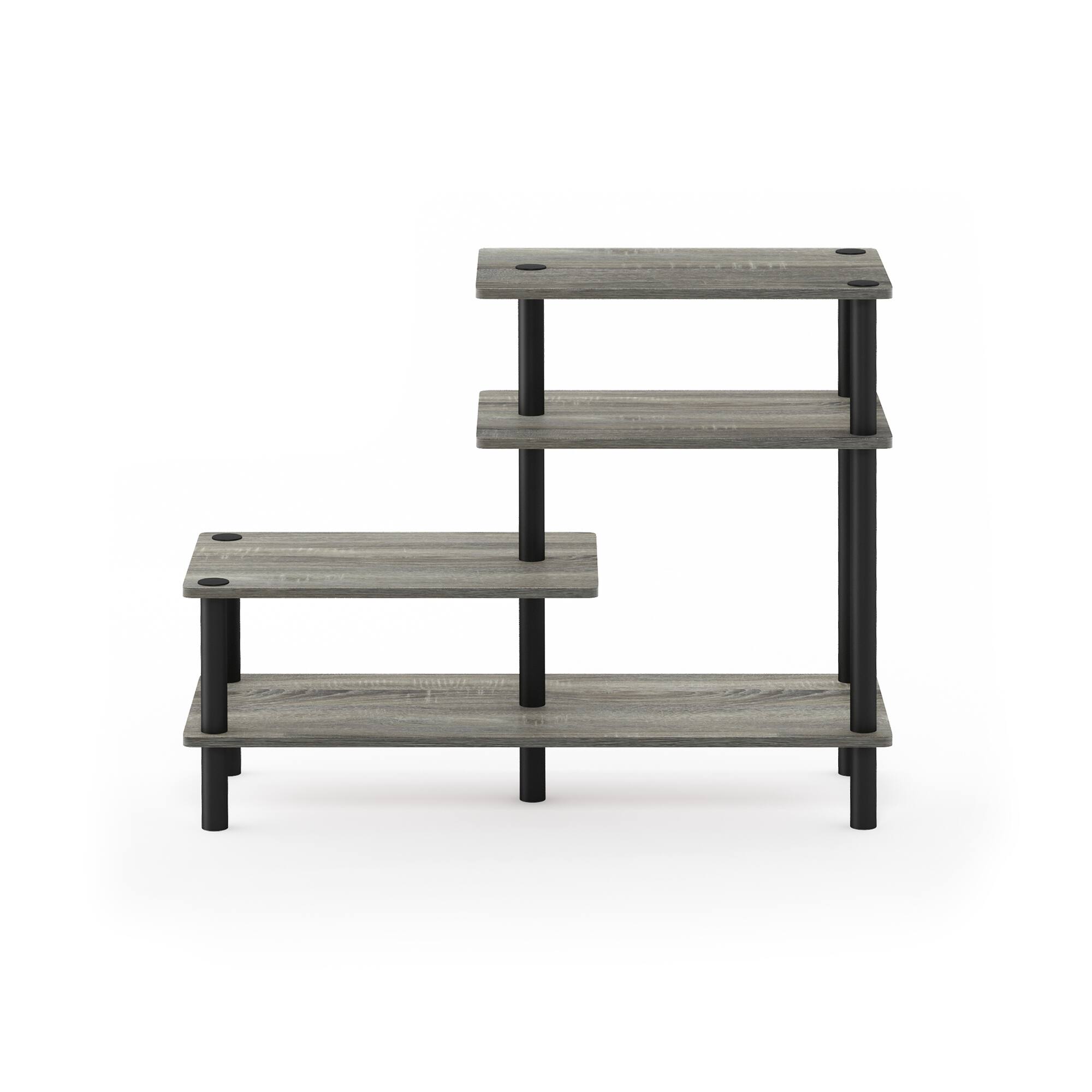 Alt View 2. Furinno - Turn-N-Tube 3-Tier Side Display Rack, French Oak/Black - French Oak/Black.
