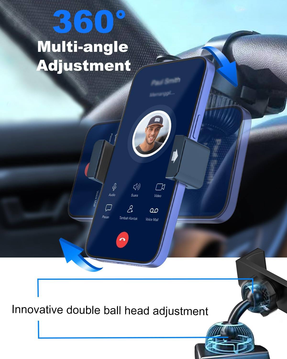 360° Multi-angle Adjustment

Innovative double ball head adjustment
