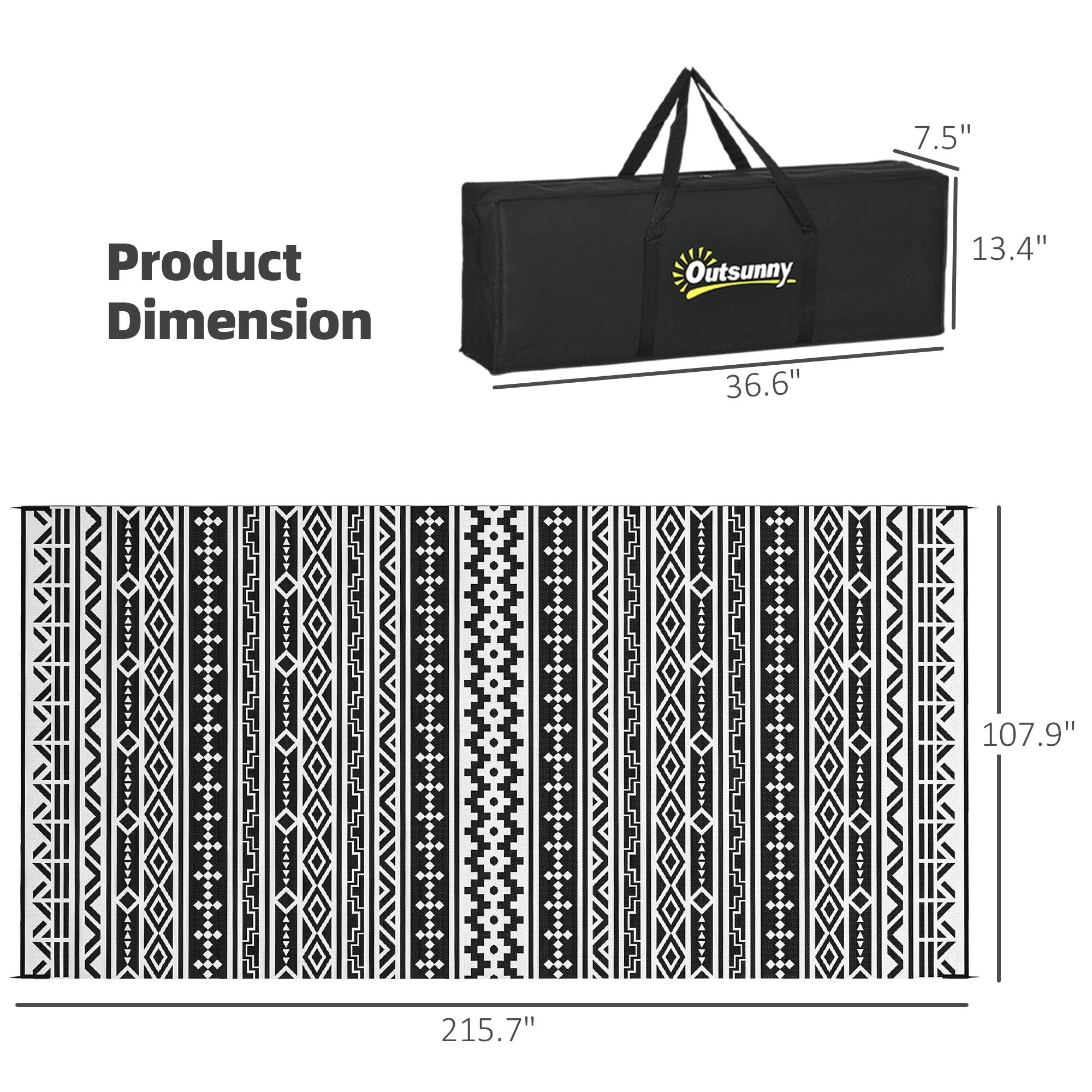 Product Dimension: 7.5", 13.4", 36.6", 107.9", 215.7"