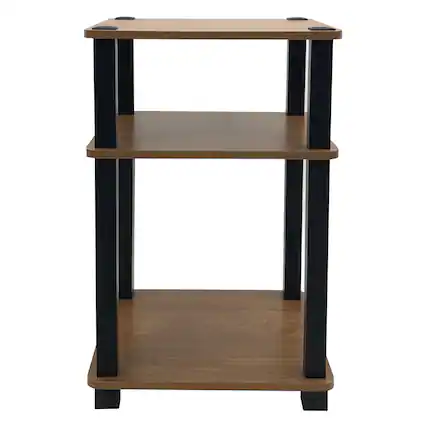 Front. Redmon - Redmon 3-Tier Shelf Side Table, Freestanding Storage Unit, Oak Woodgrain - Oak Woodgrain.