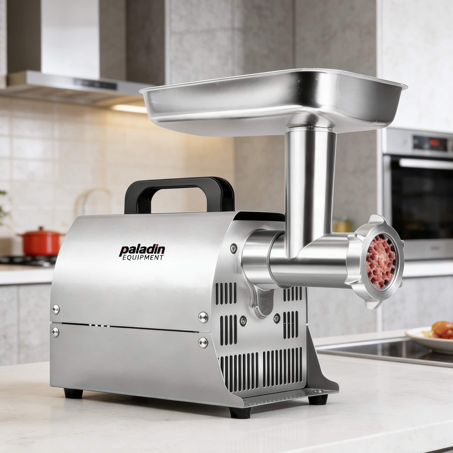 Breezary - 300W #8 Electric Meat Grinder: Stainless Steel Plates, Sausage Attachments, Low-Noise & Durable - Silver Meat Grinder