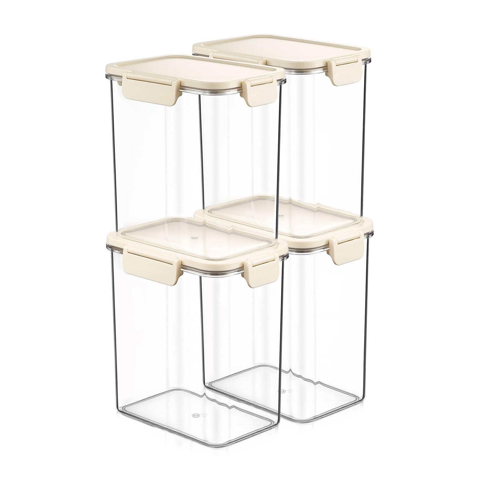 Angle. Sorbus - Sorbus Four Pack Airtight Food Storage Container- Clear Stackable Pantry Canister with Secure Lid for Rice, Cereal - Clear.