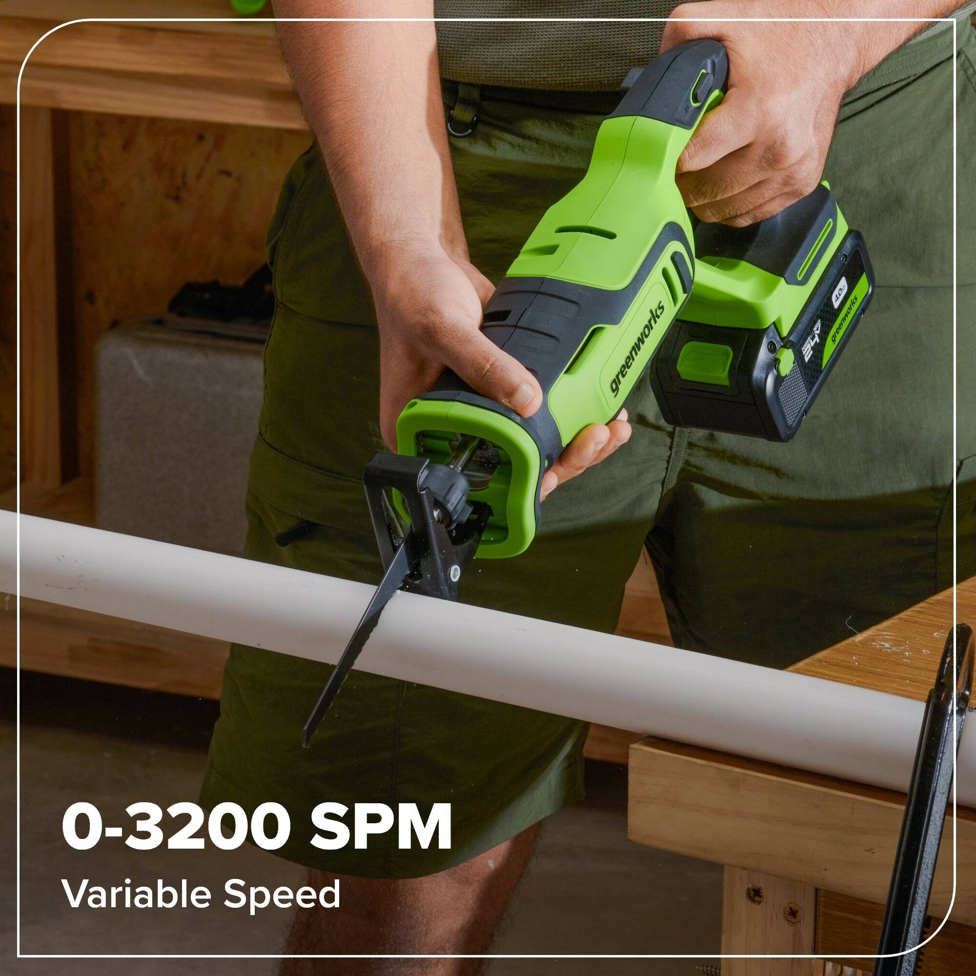 Greenworks 24V 10pcs Combo, Drill+Impact Driver+Circular Saw+Recip