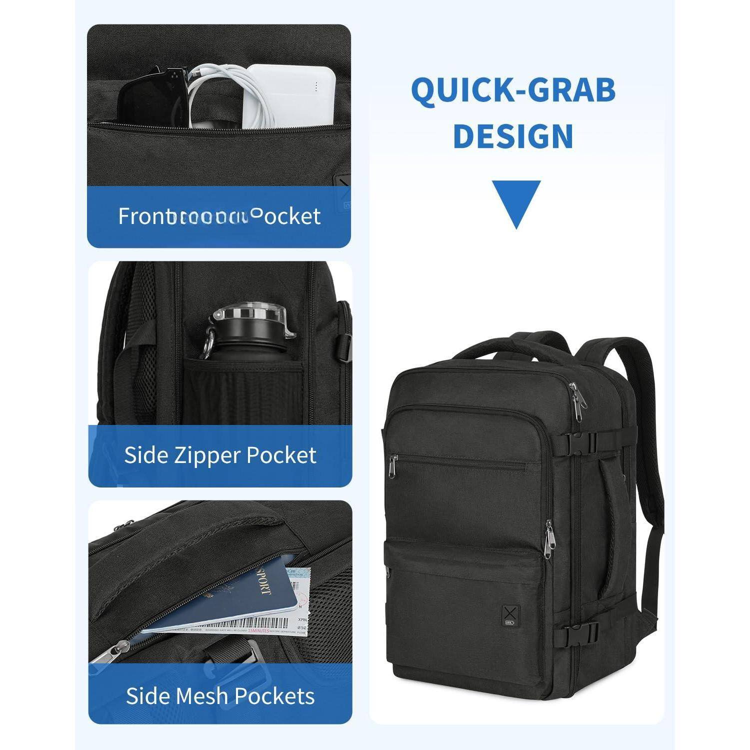 Alt View 1. Pacoar Cade - Travel Backpack For Spirit Airlines Personal Item Bag 18x14x8 With Wet Pocket  17 Inch Laptop Men Women(black) - Navy Blue.