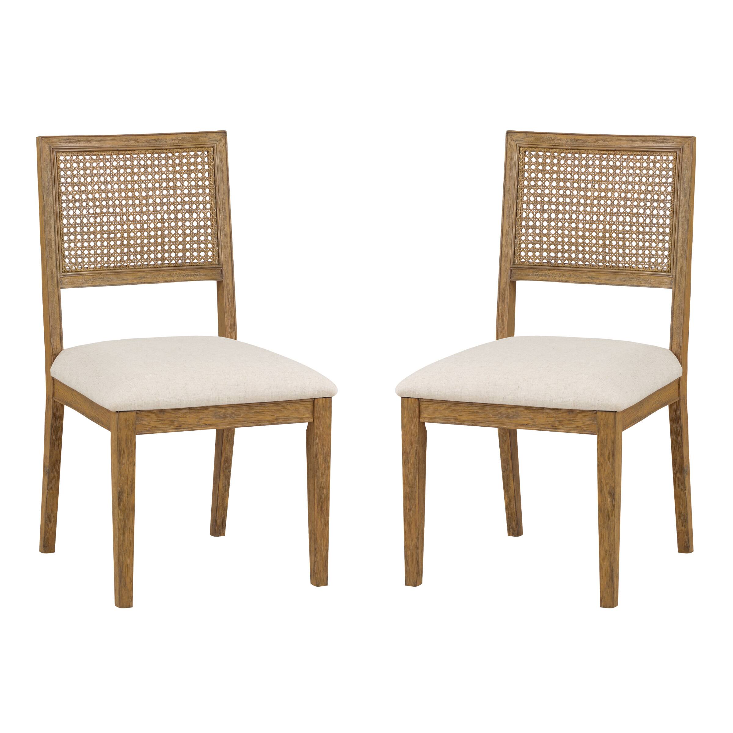 Front. OSP Home Furnishings - Alaina Cane Back Dining Chair 2-PK - Linen.