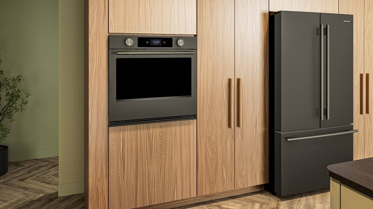 Alt View 2. KitchenAid - 30 inch Smart Built-In Single Electric Wall Oven with Intelligent Cooking Camera - Black Ore.