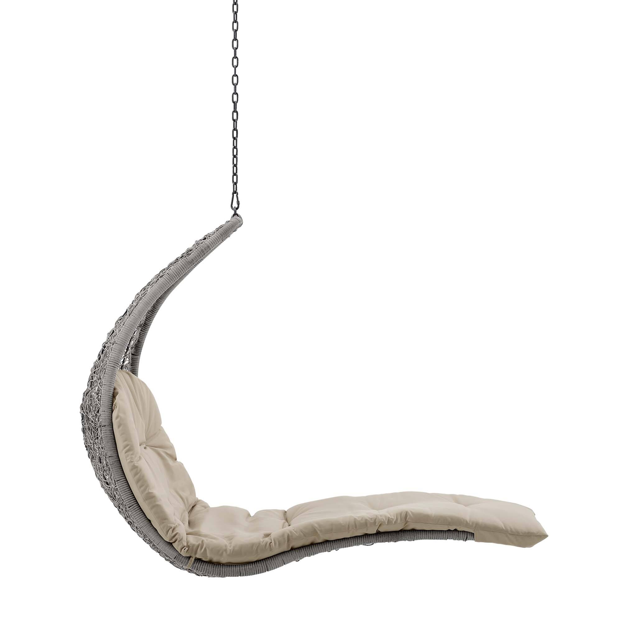 Angle. Modway - Landscape Hanging Chaise Lounge Outdoor Patio Swing Chair by Modway - Light Gray Beige.