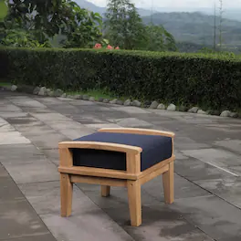 Marina Outdoor Patio Teak Ottoman by Modway - Natural Navy