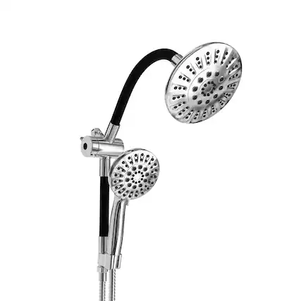 Front. Akicon - Akicon Shower System with Shower Head and Handheld 6-Mode Spray Combo Bendable Goose Neck Shower Arm in Polished Chrome - Polished Chrome.