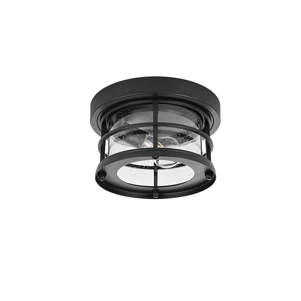 Angle. Elegant Lighting - Carla 10 inch Outdoor Flush Mount Ceiling Light in Black - Black And Clear.