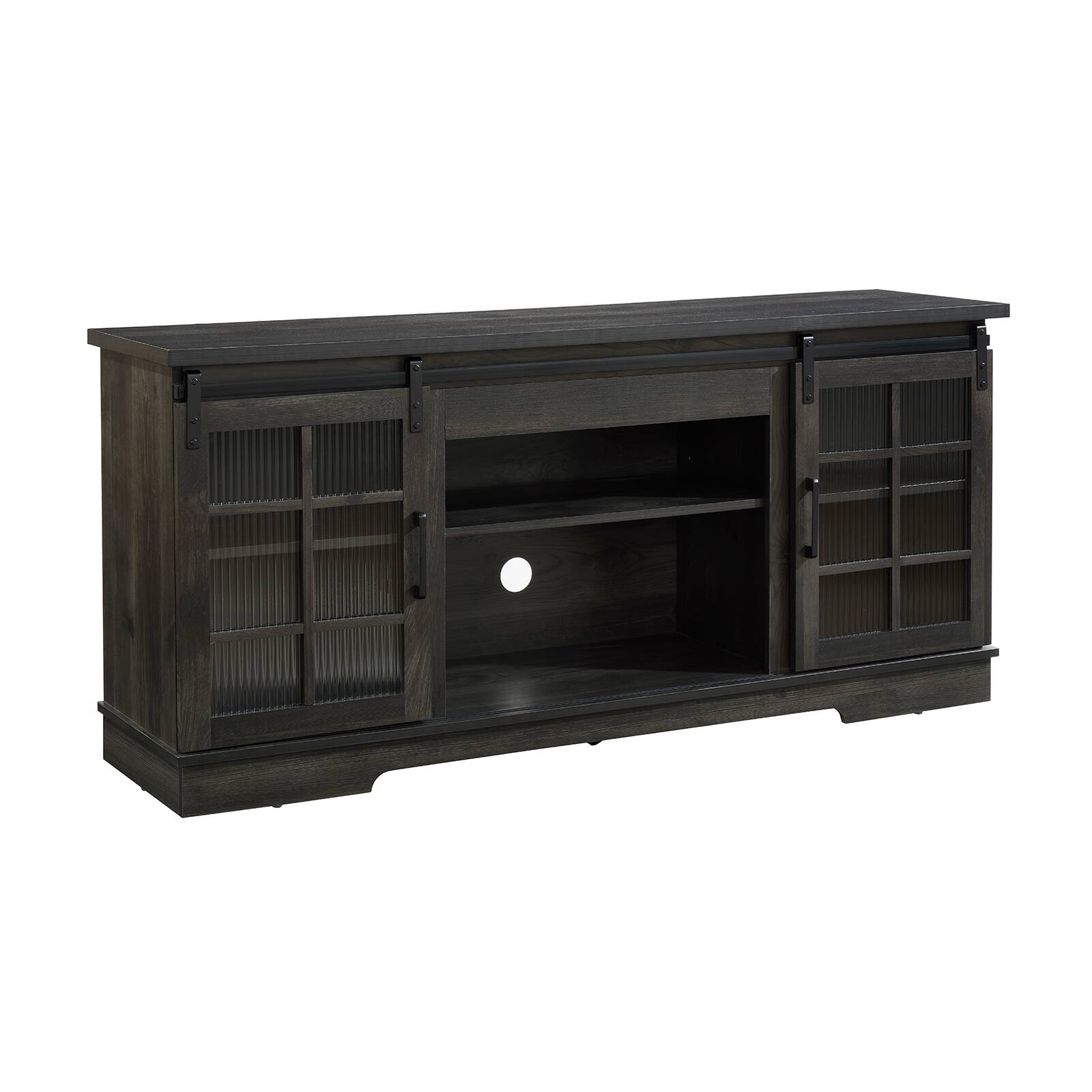 Alt View 7. Chateau Abodes - 60" Classic TV Stand Entertainment Console with 2 Sliding Fluted Glass Tempered Doors for TV Up to 65" - Charcoal Grey.