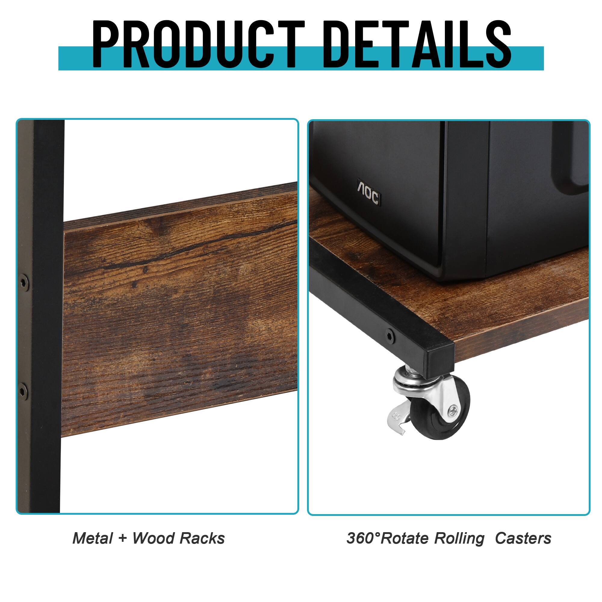 PRODUCT DETAILS

Metal + Wood Racks

360° Rotate Rolling Casters