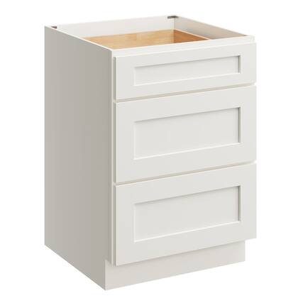 Front. Boyel Living - 24 Inch White Shaker Base Cabinet with 3 Soft-Close Drawers - White Shaker.